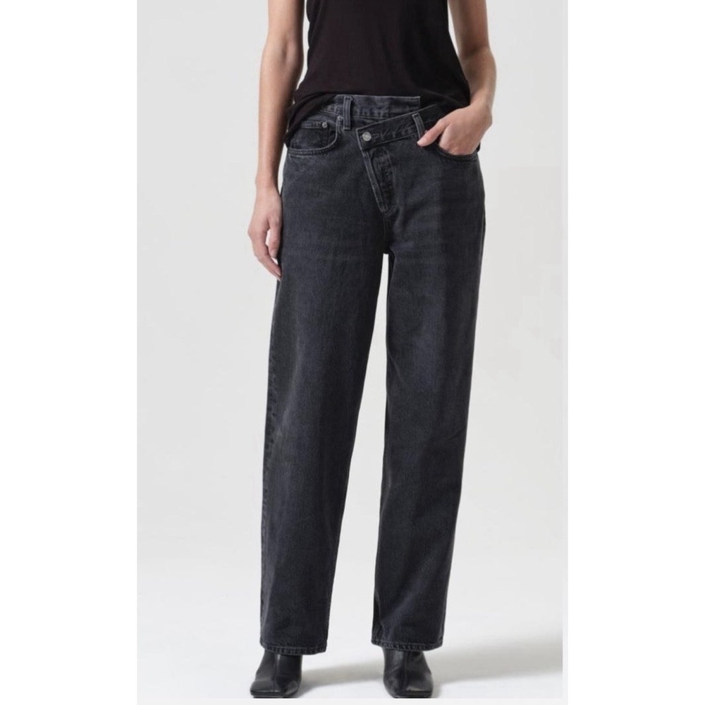 AGOLDE Criss Cross Straight Jeans Shambles Black 28 90s Grunge Indie Alt Y2K